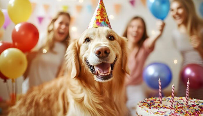 Dog birthday celebration background Dog birthday party Happy birthday dog